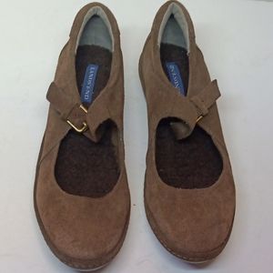 Women's LANDS' END Mary Jane Brown Suede Shoes